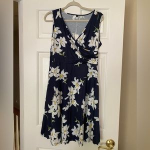 Navy faux wrap dress